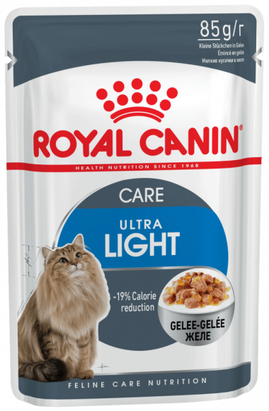 Влажный корм Royal Canin кусочки в желе для кошек склонных к полноте Ultra Light 85гр