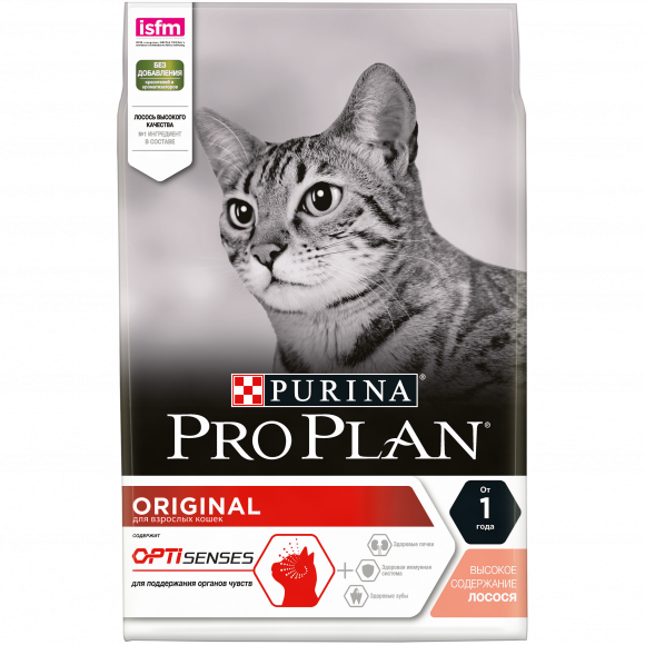 Корм Purina Pro Plan Adult для взрослых кошек, лосось, 3 кг.