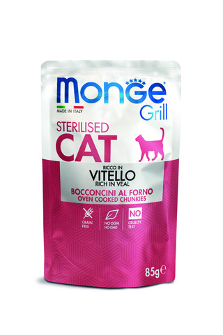 Влажный корм Monge Cat Grill Pouch пауч для стерилизованных кошек с итальянской телятиной 85гр