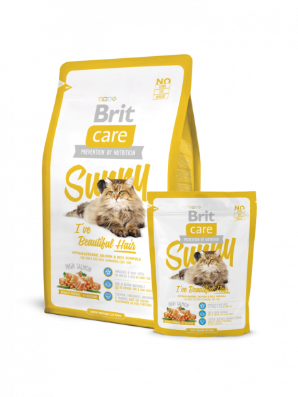 Корм Brit Care Cat Sunny I`ve Beautiful Hair для длинношерстных кошек 400гр