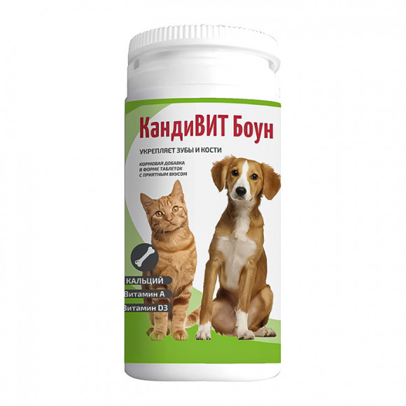 Кормовая добавка КандиВИТ Боун (Кальций, витамины А, Д3) для собак и кошек, 50 табл.