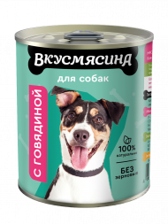 Влажный корм Вкусмясина Мясное ассорти для собак средних пород с говядиной 340 г