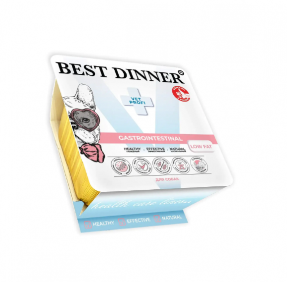 Ветеринарный влажный корм Best Dinner Vet Profi Gastro Intestinal Low Fat диета для собак "Паштет с индейкой" 100 г
