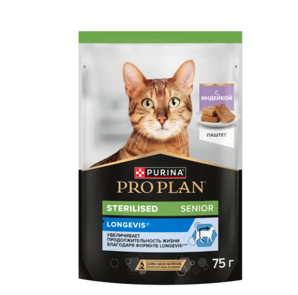 Влажный корм Purina Pro Plan для кошек страше 7 лет, паштет с индейкой 75 г Влажный корм Purina Pro Plan для кошек страше 7 лет, паштет с индейкой 75 г