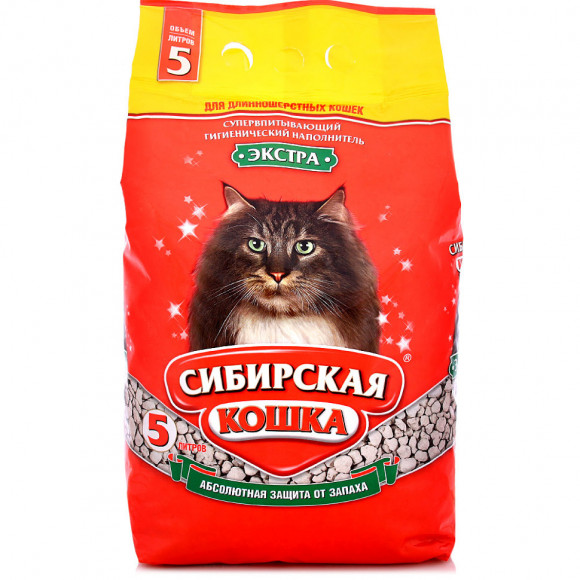 Наполнитель Сибирская Кошка Экстра для длинношерстных 5л