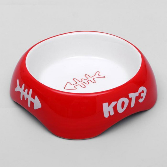 Миска керамическая "КОТЭ", 13 х 4,5 см, 170 мл, красная