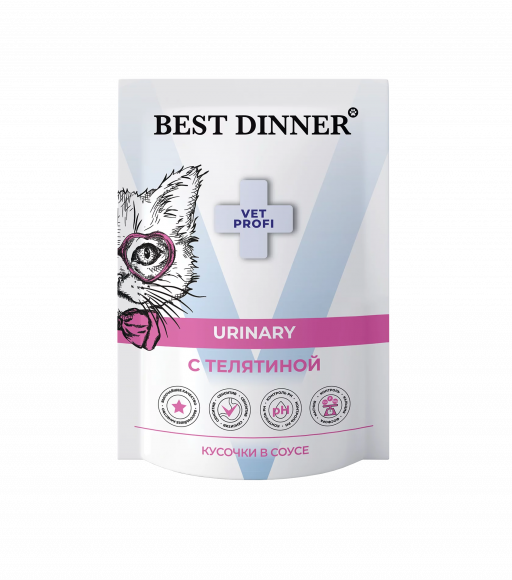 Ветеринарный влажный корм Best Dinner VET PROFI для кошек Urinary с Телятиной 85г