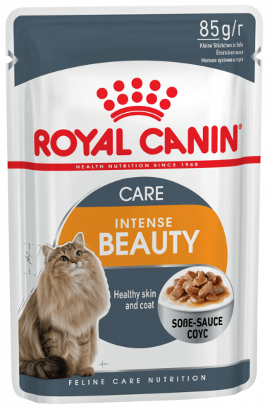 Влажный корм Royal Canin кусочки в соусе для поддержания красоты шерсти кошек 1-10 лет Intense Beauty 85гр