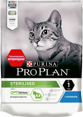 Корм Purina Pro Plan Sterilised RENAL PLUS для взрослых стерилизованных кошек для поддержания здоровья почек с кроликом, 200 г