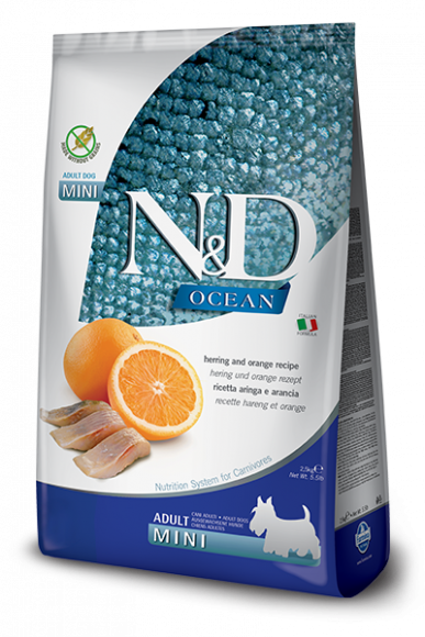 Корм Farmina N&D Dog Ocean Adult для собак мелких и карликовых пород сельдь с апельсином 800гр