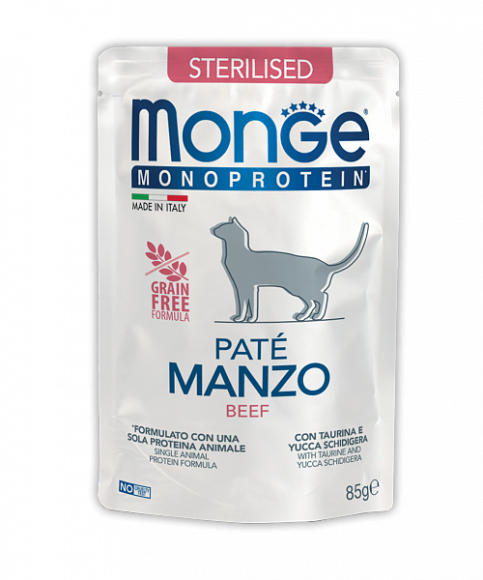 Влажный корм Monge Cat Monoprotein для стерилизованных кошек говядина 85г