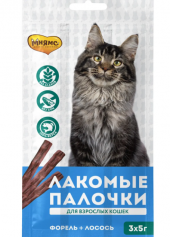 Мнямс лакомые палочки 13,5 см для кошек с форелью и лососем 3х5 г NEW