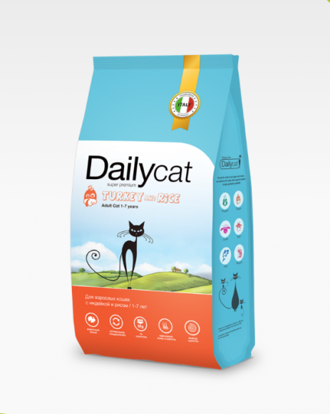 Корм Dailycat ADULT Turkey and Rice для взрослых кошек с индейкой и рисом 400гр