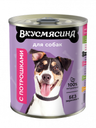 Влажный корм Вкусмясина Мясное ассорти для собак средних пород с потрошками 340 г