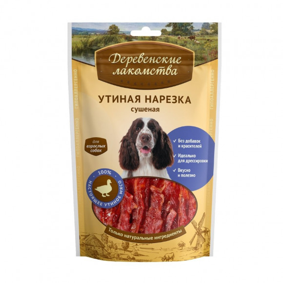 Деревенские лакомства для собак Утиная нарезка сушеная 90гр
