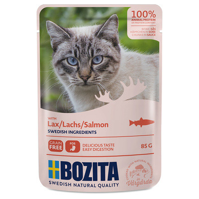 Влажный корм BOZITA для кошек кусочки в соусе Лосось 85г
