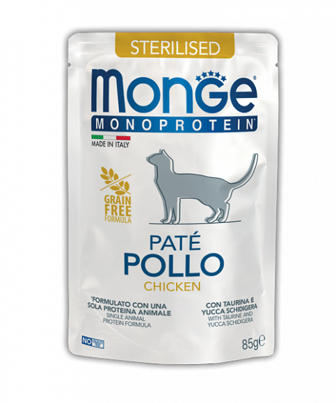 Влажный корм Monge Cat Monoprotein для стерилизованных кошек курица 85г