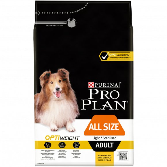 Корм Pro Plan для склонных к избыточному весу и/или стерилизованных взрослых собак всех пород, с высоким содержанием курицы 3 кг