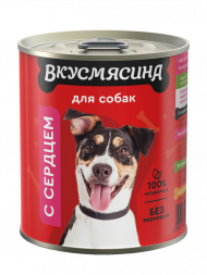 Влажный корм Вкусмясина Мясное ассорти для собак средних пород с сердцем 340 г