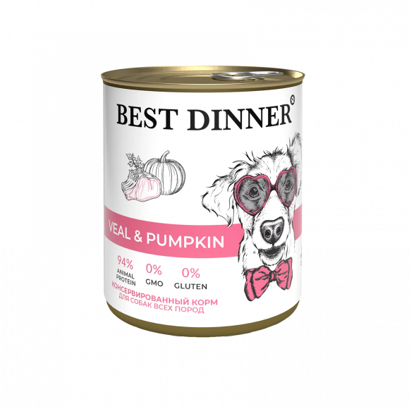 Консервы Best Dinner для собак "Телятина с тыквой" 850 г Консервы Best Dinner для собак "Телятина с тыквой" 850 г