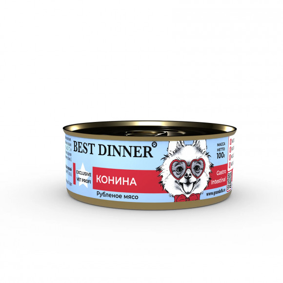 Ветеринарный влажный корм BEST DINNER VET PROFI Gastro Intestinal для собак и щенков с чувствительным пищеварением (КОНИНА), 340 г.
