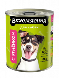 Влажный корм Вкусмясина Мясное ассорти для собак средних пород с ягненком 340 г