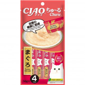 Лакомство для кошек INABA Ciao Churu Пюре Тунец Магуро, для здоровья суставов, 4*14г