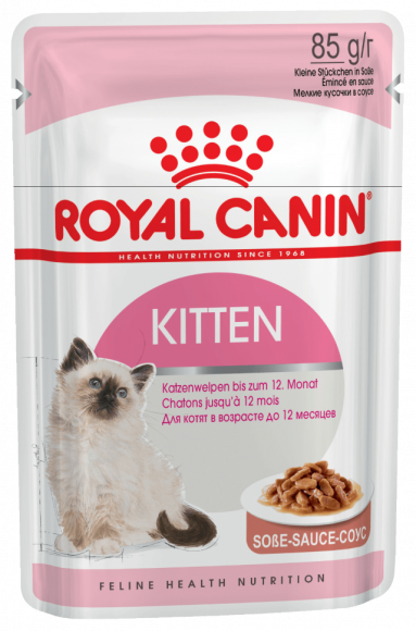 Влажный корм Royal Canin мелкие кусочки в соусе для котят с 4 до 12 мес Kitten Instinctive 85гр