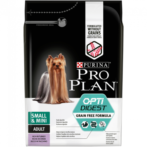 Корм Purina Pro Plan Optidigest Grain Free Formula для взрослых собак мелких и карликовых пород с чувствительным пищеварением, с высоким содержанием индейки, 700гр Корм Purina Pro Plan Optidigest Grain Free Formula для взрослых собак мелких и карликовых пород с чувствительным пищеварением, с высоким содержанием индейки, 700гр