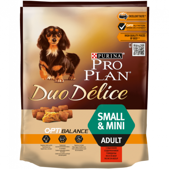 Корм Purina Pro Plan DUO DELICE для взрослых собак мелких и карликовых пород с говядиной и рисом, 700 г