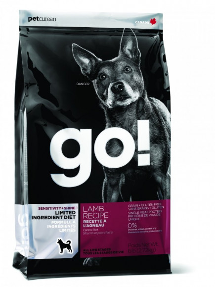Корм GO! NATURAL Holistic Sensitivity + Shine Limited Ingredient Diet Lamb Recipe беззерновой для щенков и собак с ягненком для чувствительного пищеварения 11,35кг