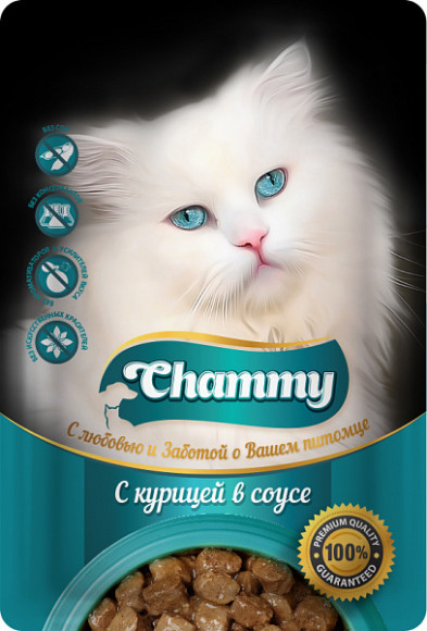 Влажный корм Chammy для кошек с курицей в соусе 85г