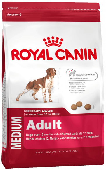 Корм Royal Canin для взрослых собак средних размеров: 11-25 кг 1-7 лет Medium Adult 4кг
