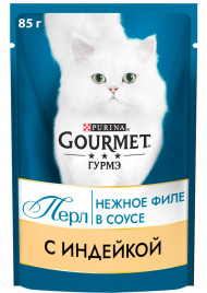 Влажный корм Purina Gourmet Перл для кошек, индейка, пауч, 85 г Влажный корм Purina Gourmet Перл для кошек, индейка, пауч, 85 г