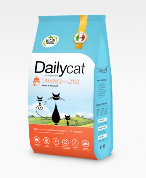 Корм DailyCat Kitten Turkey and Rice для котят с индейкой и рисом 400гр