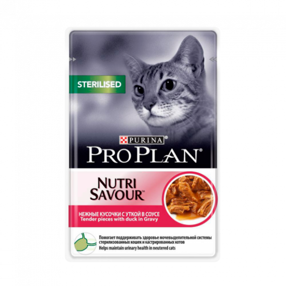 (скрытый дубликат) Влажный корм Purina Pro Plan для стерилизованных кошек и кастрированных котов, утка в соусе, 85гр