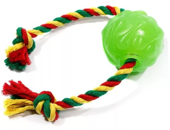 Игрушка "Доглайк"  Мяч Космос с канатом  (зеленый)