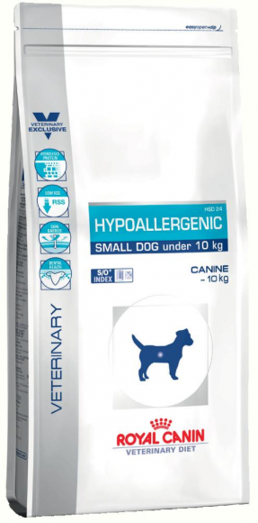 АКЦИЯ! Ветеринарный корм Royal Canin для собак малых пород с пищевой aллергией Hypoallergenic small HSD24 1кг + 400гр в подарок