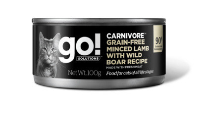 Консервы GO! NATURAL Holistic Carnivore Grain Free Minced Lamb with Wild Boar CF беззерновые  для кошек с рубленым мясом ягненка и дикого кабана 100гр