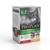Акция! (Набор 4+1) Влажный корм Pro Plan Sterilised для стерилизованных кошек, курица и утка, 5*85гр Акция! (Набор 4+1) Влажный корм Pro Plan Sterilised для стерилизованных кошек, курица и утка, 5*85гр