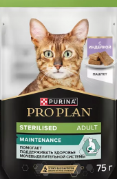 Влажный корм для кошек Purina Pro Plan для взрослых стерилизованных кошек, паштет с индейкой 75 г