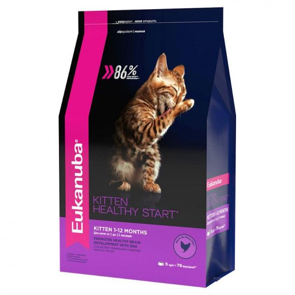 Корм Eukanuba Kitten Healthy Start для котят, беременных и кормящих кошек 400гр