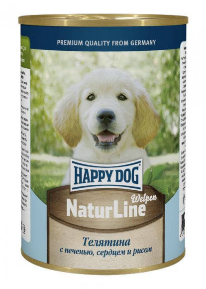 Консервы Happy Dog Natur Line для собак Ягненок печень+сердце+рис 410гр