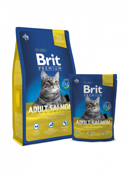 Корм Brit Premium Cat Adult Salmon лосось в соусе 300гр