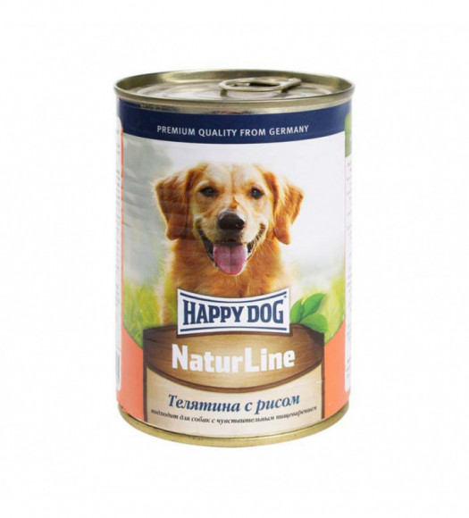Консервы Happy Dog Natur Line для собак Телятина с рисом 410гр