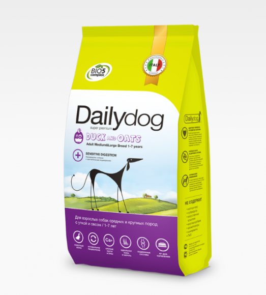 Корм DailyDog Adult Medium&Large Breed Duck and Oats для взрослых собак средних и крупных пород с уткой и овсом 3кг