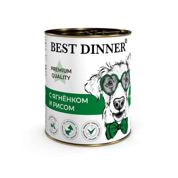 Влажный корм Best Dinner для собак Premium Меню №5 "С ягненком и рисом" 340г