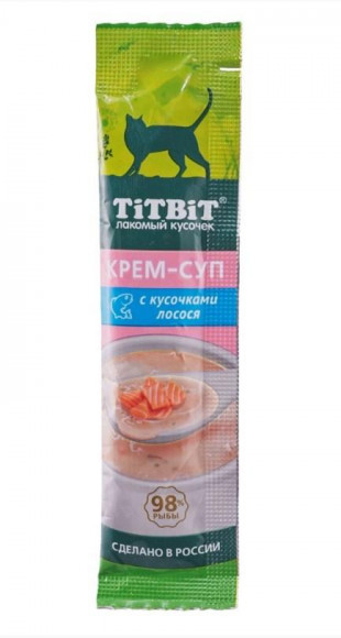 Лакомство TITBIT Крем-суп для кошек с кусочками лосося 10 г