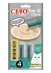 Лакомство Inaba Ciao Churu функциональное пюре для кошек куриное филе Поддержание pH мочи 14г * 4шт