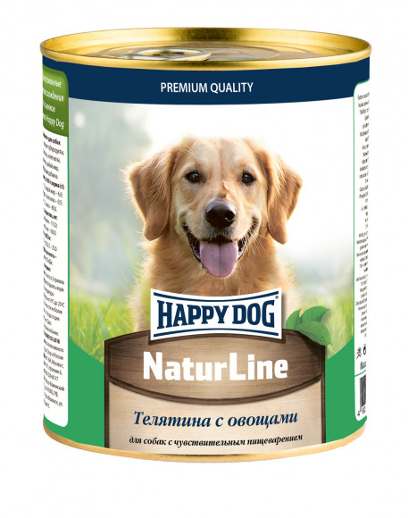 Консервы Happy Dog Natur Line для собак Телятина с овощами 410гр